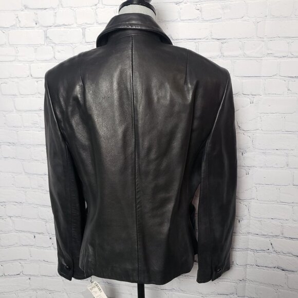 Anne Klein II 100% Leather Double Breasted Jacket size 14 new with tags - Picture 4 of 9